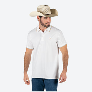Playera Polo Rodeo Blanco Beige Caballero
