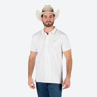 Playera Polo Rodeo Blanco Beige Caballero