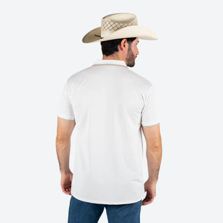Playera Polo Rodeo Blanco Beige Caballero