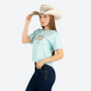 Blusa Kimes Ranch Doing Cowgirl Stuff Mint Dama