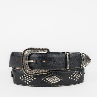 Cinturón Coyote Ranch Rombos Piel Negro Dama