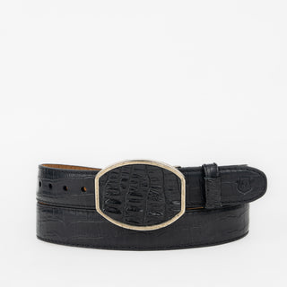 Cinturón Martelli Piel Grabada Caimán Negro Caballero