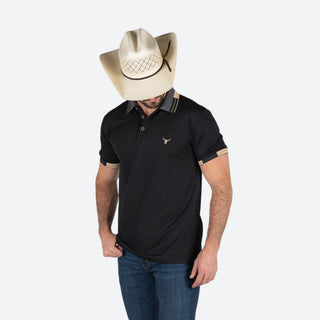 Playera Polo Rodeo Negro Beige Caballero