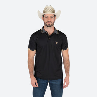 Playera Polo Rodeo Negro Beige Caballero