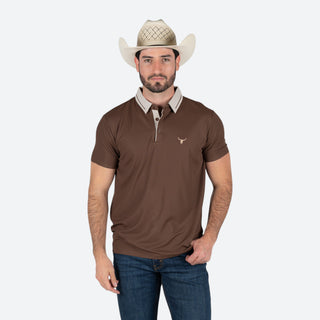 Playera Polo Rodeo Chocolate Beige Caballero