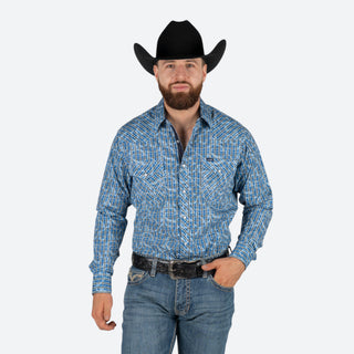 Camisa Wrangler Cuadros Azul Caballero