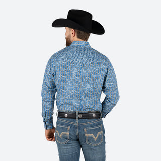 Camisa Wrangler Cuadros Azul Caballero