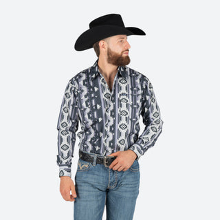Camisa Wrangler Checotah Charcoal Caballero