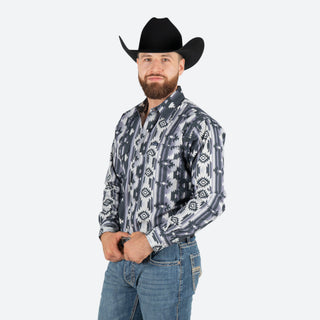 Camisa Wrangler Checotah Charcoal Caballero