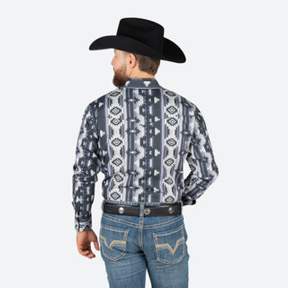 Camisa Wrangler Checotah Charcoal Caballero