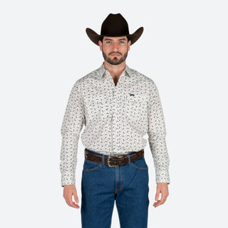Camisa Wrangler Estampado Blanco Caballero