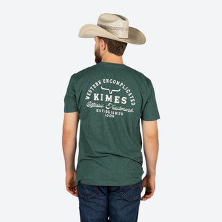 Playera Kimes Ranch Heavy Text Heather Forest Green Caballero