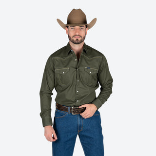 Camisa Wrangler Olivo Liso Caballero