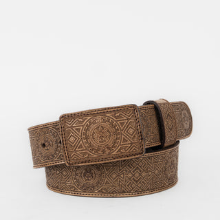 Cinturón Cincelado Láser Azteca Café Caballero
