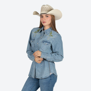 Camisa Stetson Viejo Oestre Bordado Mezclilla Dama