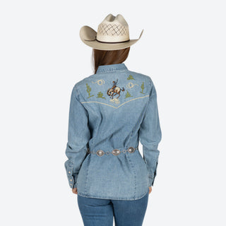 Camisa Stetson Viejo Oestre Bordado Mezclilla Dama