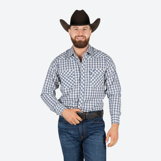 Camisa Wrangler Cuadros Azul Caballero