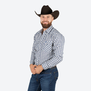 Camisa Wrangler Cuadros Azul Caballero