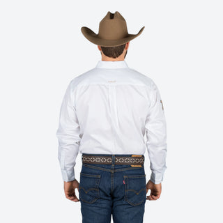 Camisa Ariat Team Logo White Kaki Caballero