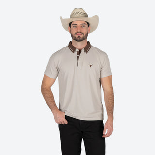 Playera Polo Rodeo Beige Chocolate Caballero