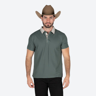 Playera Polo Rodeo Olivo Gris Caballero