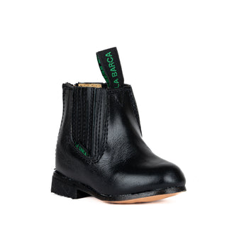 Botín La Barca 111 Suela de Cuero Piel Negro Bebé