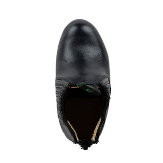 Botín La Barca 111 Suela de Cuero Piel Negro Bebé