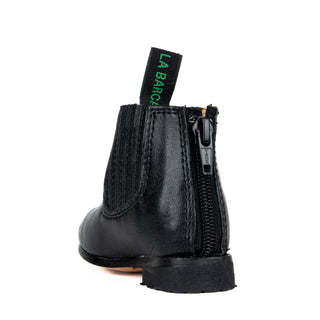 Botín La Barca 111 Suela de Cuero Piel Negro Bebé