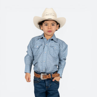 Camisa Rodeo Estampado Azul Niño