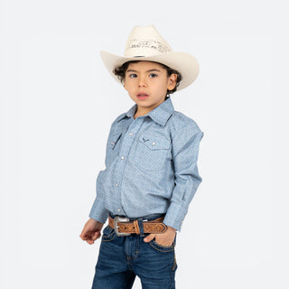 Camisa Rodeo Estampado Azul Niño