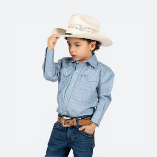 Camisa Rodeo Estampado Azul Niño