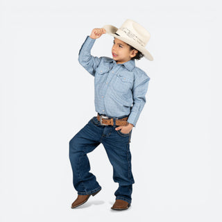 Camisa Rodeo Estampado Azul Niño