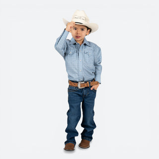 Camisa Rodeo Estampado Azul Niño