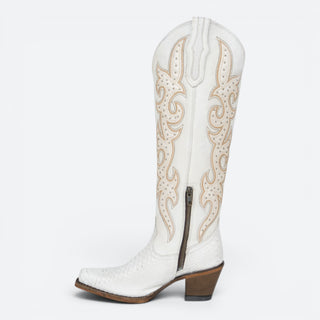 Bota Reyme 858-G-LR Grabado Pitón Blanco Dama