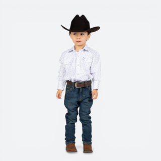 Camisa Rodeo Estampado Blanco Niño