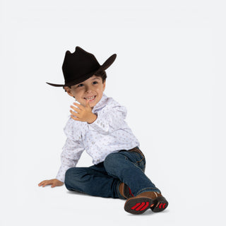 Camisa Rodeo Estampado Blanco Niño