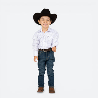 Camisa Rodeo Estampado Blanco Niño