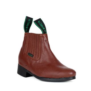 Botín La Barca 603 Suela de Hule Piel Ladrillo Niño