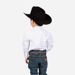 Camisa Rodeo Estampado Blanco Niño