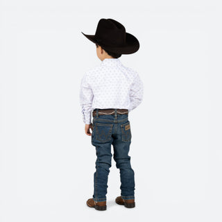 Camisa Rodeo Estampado Blanco Niño