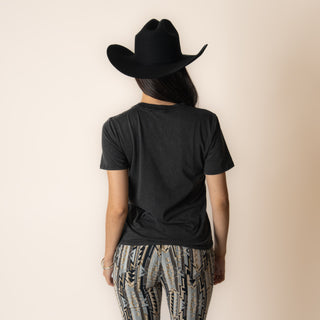 Blusa Rock & Roll Denim Graphic Tee Black Dama