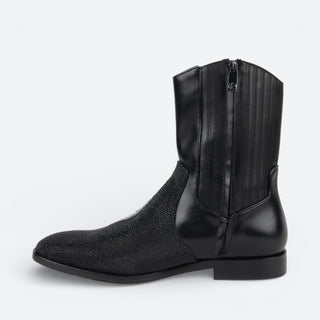 Bota Franco Cuadra Mantarraya Becerro Tender Negro Caballero