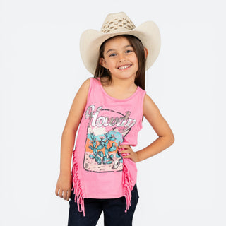 Blusa Rock & Roll Denim Flecos Rosa Niña