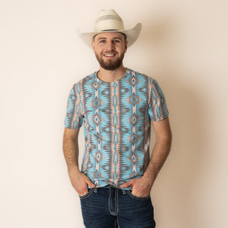 Playera Rock & Roll Denim Turquoise Caballero