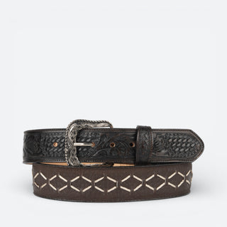 Cinturón Chicho Grabado Tejido Choco Caballero