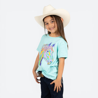 Blusa Wrangler Caballo Turquesa Niña