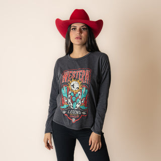 Blusa Rock 6 Roll Denim Pullover Dama