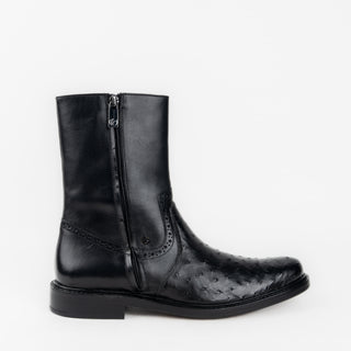 Bota Franco Cuadra Avestruz Ternera Inca Negro Doble Cierre Caballero