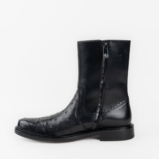 Bota Franco Cuadra Avestruz Ternera Inca Negro Doble Cierre Caballero