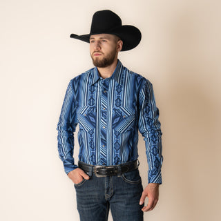 Camisa Rock & Roll Denim Aztec Blue Caballero